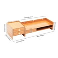thumbnail image 2 of YIYIBYUS Computer Monitor Stand Riser Study Office Desk Organizer Wood Computer Rack with Drawers, 2 of 14