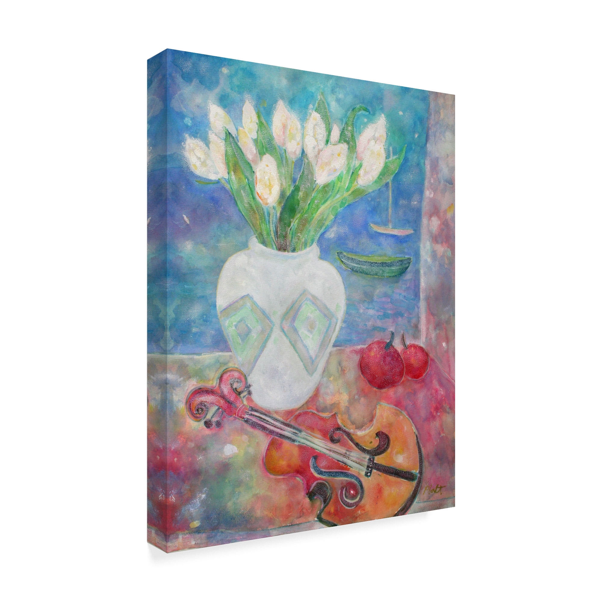 Trademark Fine Art 'Violin With Flowers' Canvas Art by Lorraine Platt
