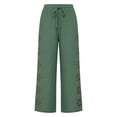 thumbnail image 6 of Women's Linen Cotton Blend Loose Straight Leg Pants for Women with Pockets, Mid Elastic Waist Drawstring, Casual Wide Leg Flowy Trousers for Spring Summer, Lightweight Comfy, 6 of 7