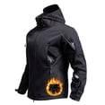 thumbnail image 2 of RYDCOT Men's Cargo Hoodie Waterproof Fleece Lined Ski Jacket Winter Warm Full-Zip Military Army Outdoor Hiking Coat with Muti Zip-Pockets Black, 2 of 9