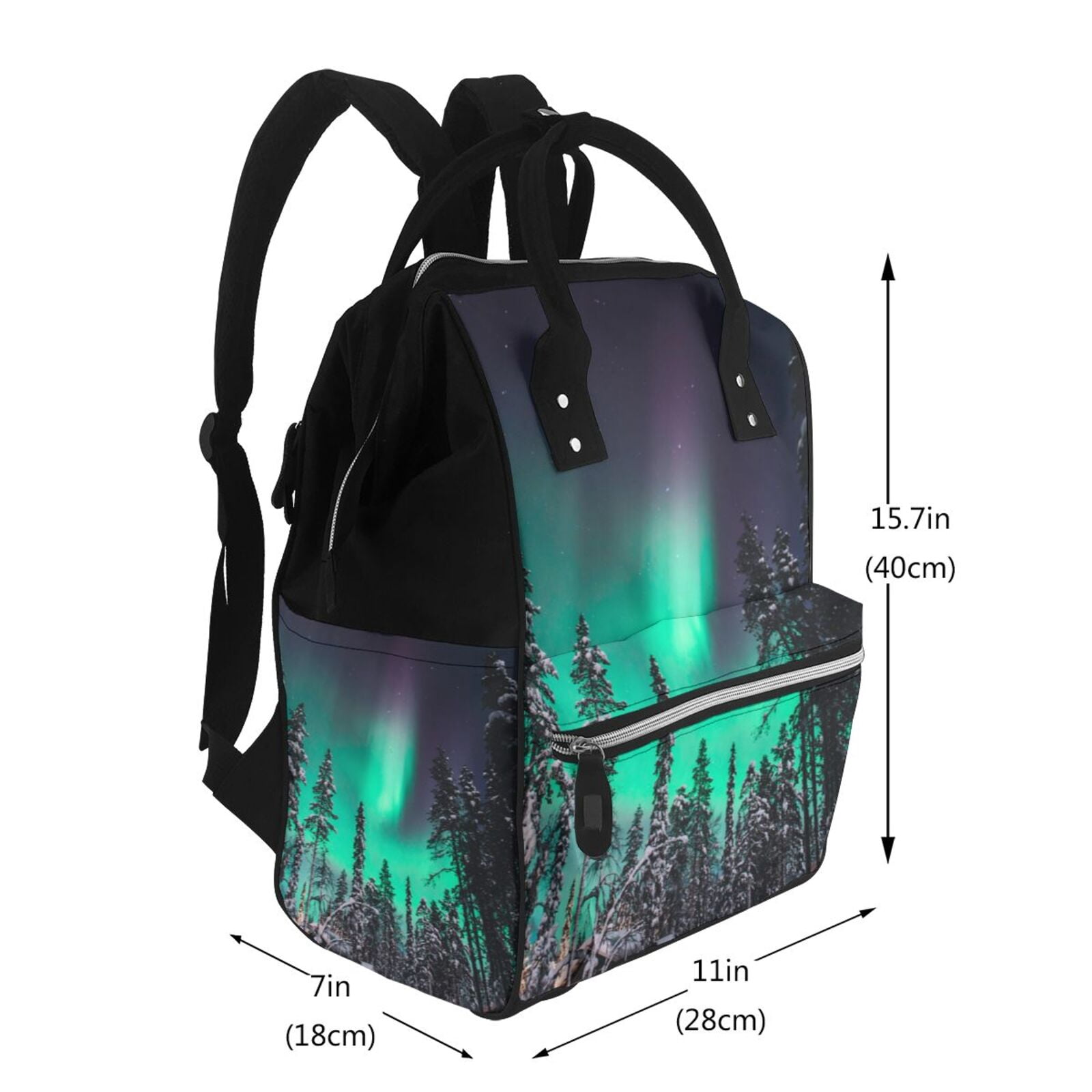 Ratiio Northern Lights 2 Mummy Backpack - Waterproof Twill Canvas, Large Capacity Diaper Bag with Multiple Pockets and Adjustable Straps