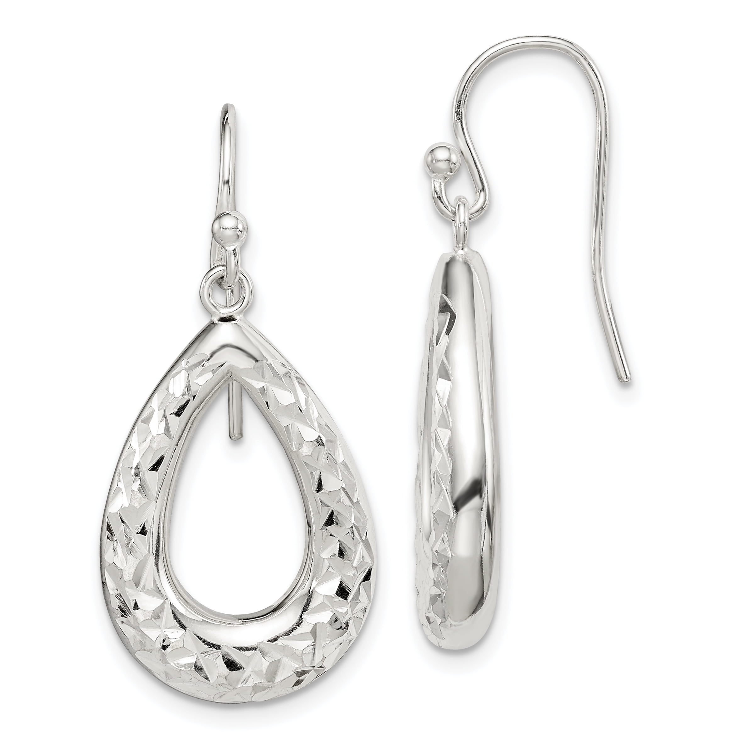 Primal Silver Sterling Silver Diamond-cut Dangle Earrings