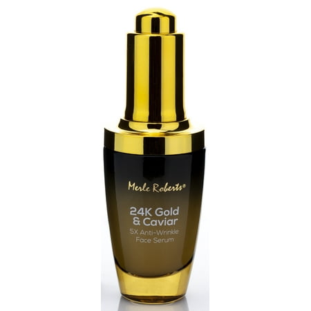 Merle Roberts 24k Gold and Caviar Serum  Premium Anti-Aging Serum for Wrinkles, Fine Lines, and Expression Lines  Vegan & Cruelty-Free Hydrating Anti-Wrinkle Facial Serum for Plump, Firm Skin, 1
