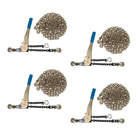 1/4" 20' G70 Chain (4) Transport Chains (4) and Easy Binder Ratcheting Chain Load Binder