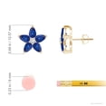 thumbnail image 2 of ANGARA Natural 2.5 Ct V-Prong Set Sapphire & Diamond Flower Stud Earrings in 14K Yellow Gold for Women (Size-5x3mm) | Anniversary, Jewelry Gift for Women | Natural Blue Sapphire Earrings, 2 of 7