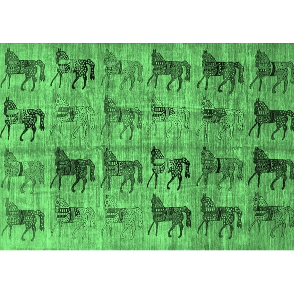 Ahgly Company Indoor Rectangle Animal Emerald Green Traditional Area Rugs, 5' x 7'