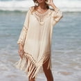 thumbnail image 6 of HBYJLZYG Beach Cover Ups For Women, Bathing Suit Bikini Swimsuit Coverup Tassels Beach Crochet Loose Hollow Out Coverup Dress, 6 of 8