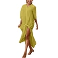 thumbnail image 2 of Haivin Woman's Solid Color Bamboo Cotton Sun Shirt with Turn-Down Collar, Lightweight Sun Protective Beach Cover-Up for Bikini and Daily Wear, 2 of 9