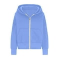 thumbnail image 3 of Women'S Zip Up Hoodie Sweatshirt Y2K Fall Fashion Casual Solid Color Long Sleeve Loose Fit Pockets Casual Trendy Jacket Light Blue XXL, 3 of 6