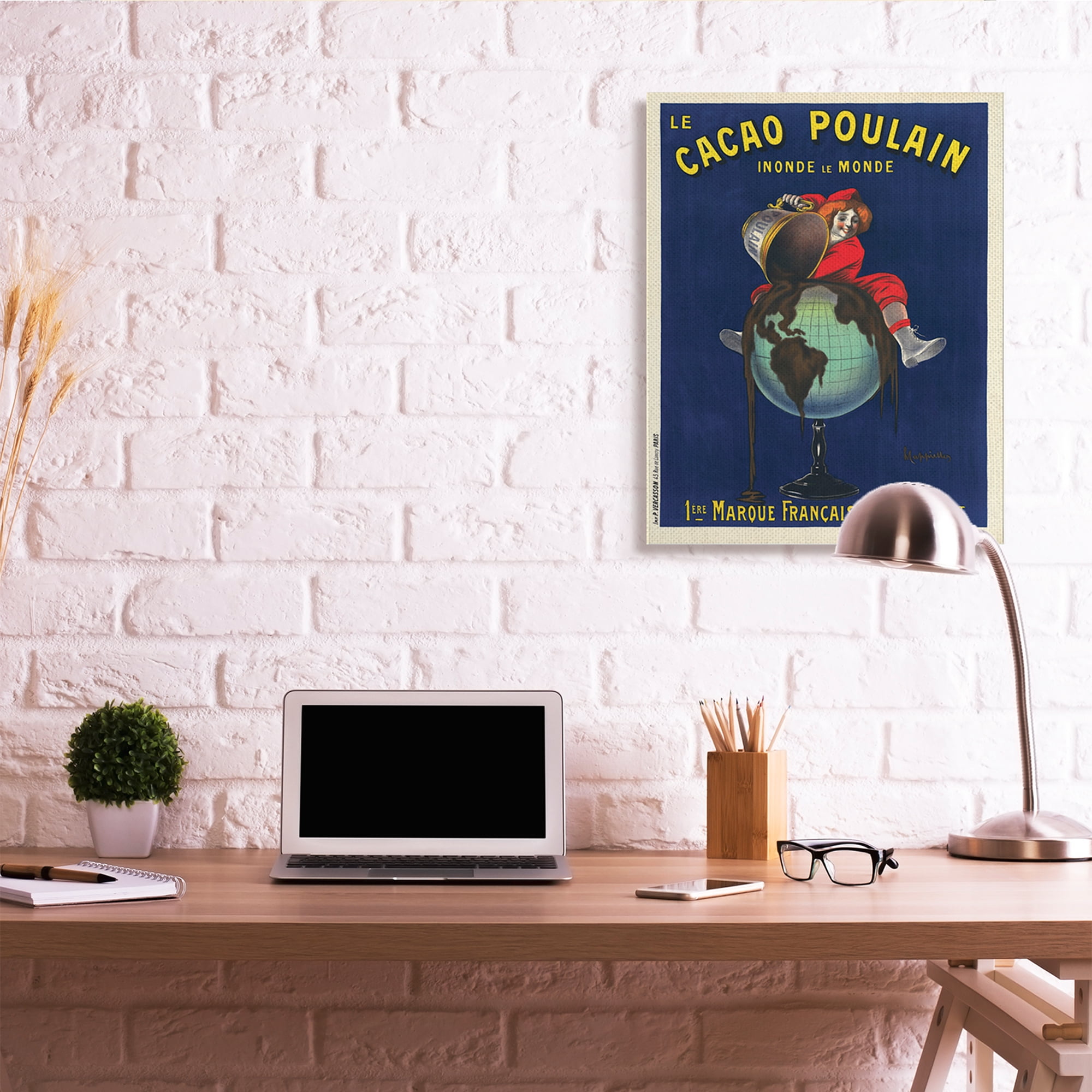 Stupell Industries Vintage Cacao Chocolate Advertisement Parisian Dessert Food & Beverage Painting Gallery Wrapped Canvas Art Print Wall Art, 30 x 40
