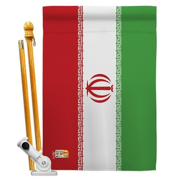 Americana Home & Garden AA-CY-HS-140110-IP-BO-D-US18-AG 28 x 40 in. Iran Flags of the World Nationality Impressions Decorative Vertical Double Sided House Flag Set & Pole Bracket Hardware Flag Set