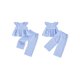 thumbnail image 2 of Conjuntos de 2 piezas para niñas: pantalón, blusa de manga corta con botones, corte en A, estampado a cuadros, ropa de verano., 2 of 9