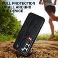 thumbnail image 5 of Design for Samsung Galaxy S23 5G Phone Case with Screen Protector Adjustable Wrist Strap Kickstand Credit Card Slot Slim Shockproof Hybrid Rugged Protective Cover for S 23 Women Men 6.1 inch Black, 5 of 14