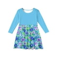 thumbnail image 5 of Abcomgle Cute Dresses for Girls 10-12 Casual A-Line Long Sleeve Tshirt Dress Floral Print Girls Skater Dress Beach Crew Neck Swing Skirt for 4-14t Kids 7-8 Years,Blue, 5 of 5