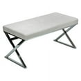 thumbnail image 2 of Silver Orchid  Costello White Chrome Faux Leather Steel Entryway Bench, 2 of 4