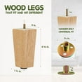thumbnail image 4 of 4.5 in Square Wood Furniture Legs, Adjustable Feet, Natural Wood, 4 Pack, 4 of 6