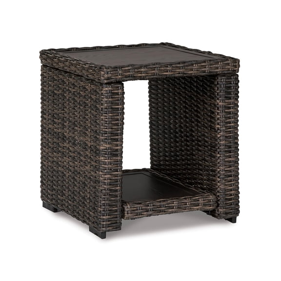 Bowery Hill Square Patio End Table in Brown