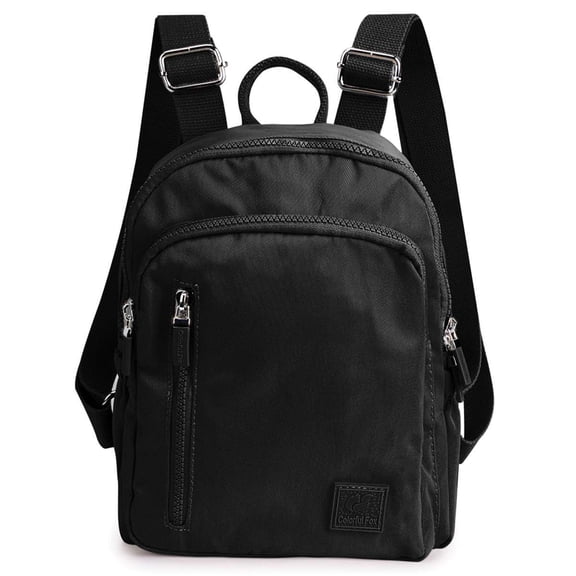 BadPiggies Mini Backpack Purse for Women, Small Nylon Day Packs Waterproof Multi-Pockets Ladies Travel Bag - Black