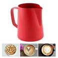 thumbnail image 2 of Jarra para espumar leche, espumador de acero inoxidable, jarra para café latte art rojo, 2 of 7