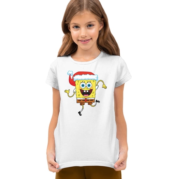Spongebob Squarepants Christmas Santa Hat Kids T Shirtfor Youth Toddler Boys and Girls