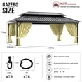 thumbnail image 2 of Pakunoda 16' X 6.5' Gazebo Universal Replacement Privacy 4-Panel Curtains, Waterproof Outdoor Curtains Light Yellow Sidewall with Zipper for Patio Garden Backyard 12' X 20' Gazebo, Curtain Only, 2 of 8