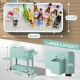 thumbnail image 2 of 80 Quart Rolling Ice Chest, Portable Bar Drink Cooler with Catch Basin, Bottom Storage Tray and Bottle Opener for Patio Party BBQ Beach Activities, 2 of 9