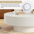 thumbnail image 6 of Euroco Elegant Easy Assembly Round Coffee Table with 6.8" Thick Tabletop, Modern Drum End Table, Minimalist Fluted Center Table with Sturdy Base for Living Room, Black, 31.5"W*13.7"H, 6 of 15