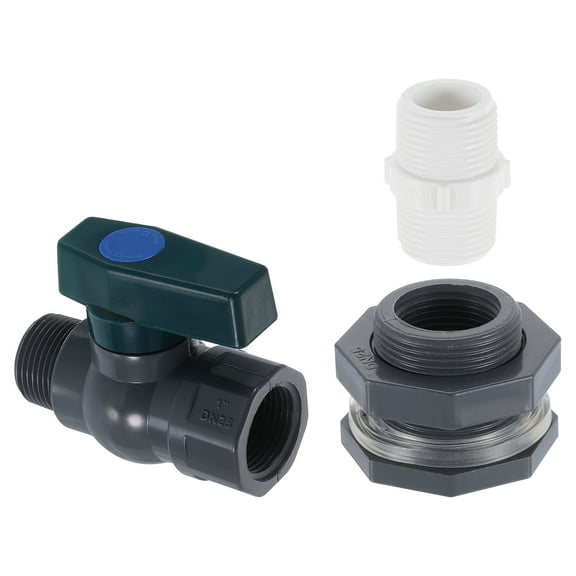 Uxcell 1 Set Rain Barrel Faucet Kit, 1" GHT Plastic Rain Barrel Spigot with Adapter