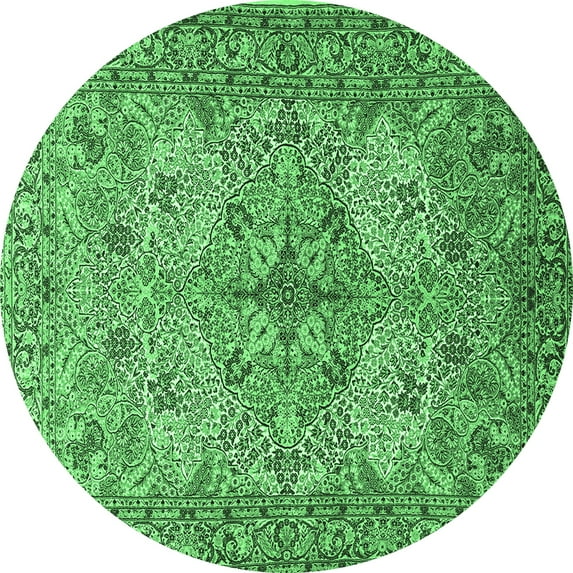 Ahgly Company Indoor Round Animal Emerald Green Traditional Area Rugs, 4' Round