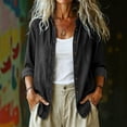 thumbnail image 2 of SnZhen Ladies Denim Shirt Front Button Long Sleeve Collarless Relaxed Fit Casual Top, 2 of 6