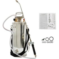 netuera 2 Gallon Stainless Steel Sprayer, 20 Wand & 3FT Reinforced Hose, Heavy Duty Hand Pump Sprayer with Pressure Gauge, Safety Valve and Adjustable Nozzle, for Lawn, Garden Watering (Silver-8L)