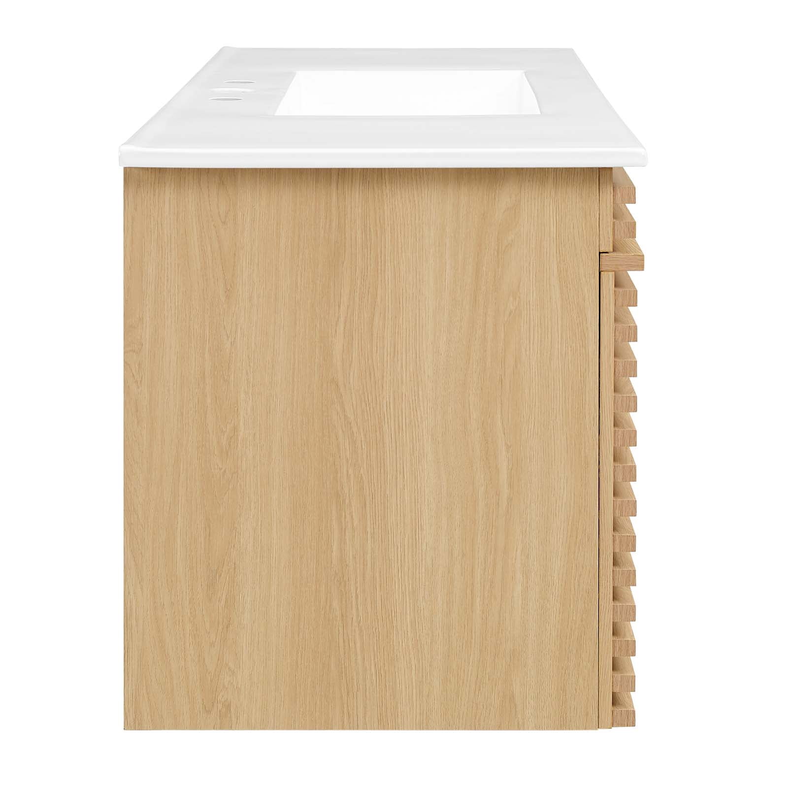 Modway Render 48" Wall-Mount Bathroom Vanity in Oak White
