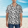 thumbnail image 4 of Fotbe Black White Halloween Hawaiian Shirt for Men Unisex Summer Beach Casual Short Sleeve Cotton Linen Button Down Shirts-Medium, 4 of 9