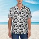 thumbnail image 2 of Fotbe Black White Halloween Camisa Hawaiana para Hombre Unisex – Camisa Casual de Verano con Botones de Manga Corta de Algodón y Lino,Medium, 2 of 7