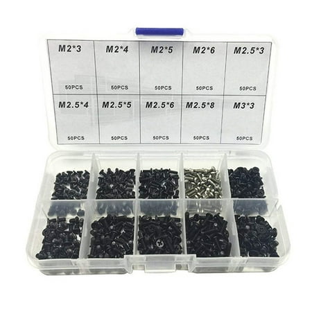 

500PCS Laptop Screws Set Replacement Mini Cross Carbon Steel Screws Set Repairing Accessory (Black)