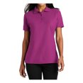 thumbnail image 1 of Womens Stain-Release Cotton/Polyester Polo T-Shirt Boysenberry Pink Medium, 1 of 6