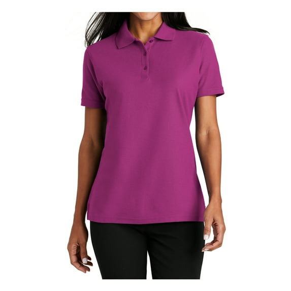 Womens Stain-Release Cotton/Polyester Polo T-Shirt Boysenberry Pink Medium