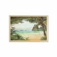 thumbnail image 1 of Ocean Wall Art with Frame, Palm Coconut Trees and Ocean Waves Mountains on Paradise Island Beach Image, Printed Fabric Poster for Bathroom Living Room, 35" x 23", Green Brown Cream, by Ambesonne, 1 of 2