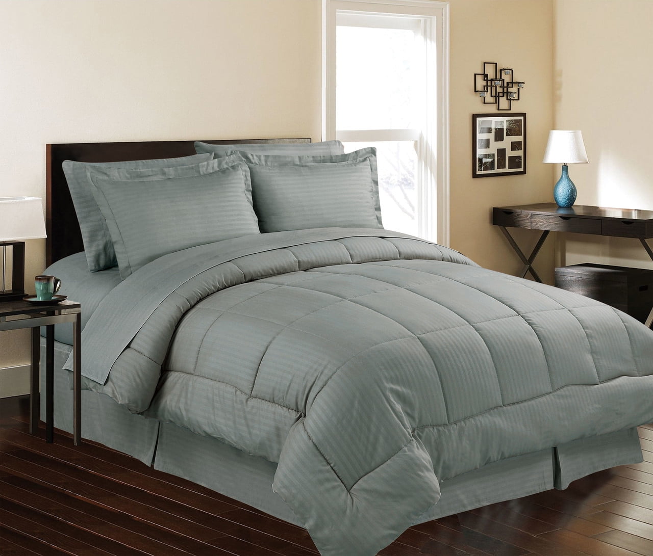 Manhattan Lights Embossed 8 Piece Bed in a Bag, [King, Grey] - Walmart.com