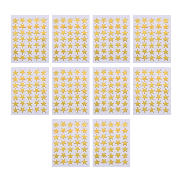 10 Feuilles d'Or Stickers Étoiles à Cinq Branches Golden Star Reward Stickers pour la Maison