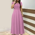 thumbnail image 2 of Ahuyic Womens Casual Dress,Womens Plus Size Dress,Womens Summer Solid Color Short Sleeved-neck Waistband Womens Long Dress,Hot Pink,L, 2 of 5