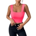 thumbnail image 3 of Women'S Sleeveless Skinny Basic Strappy Crop Tank Tops 2025 Rose Red M, 3 of 7