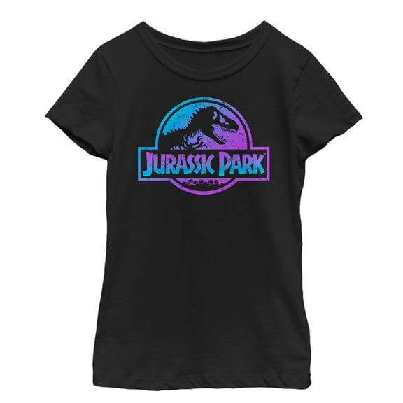 Girl's Jurassic Park Ombre Fade Logo Graphic Tee Black X Large