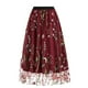 thumbnail image 3 of Gibobby faldas largas de mujer casuales Falda bordada a la moda para mujer, falda corta holgada con cintura elástica y bolsillo en forma de A(Rojo, XL), 3 of 5