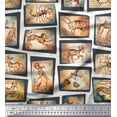 thumbnail image 1 of Soimoi Moss Georgette Fabric Zodiac Sign Patchwork Decor Fabric Printed Yard 42 Inch Wide, 1 of 3