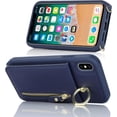 thumbnail image 6 of iPhone Xs Case for Women with Card Holder, iPhone Xs Phone Case with Strap,iPhone X Crossbody Lanyard Cases with Credit Card Slots Kickstand with Ring Holder Stand Case,5.8 Inch,Blue, 6 of 13