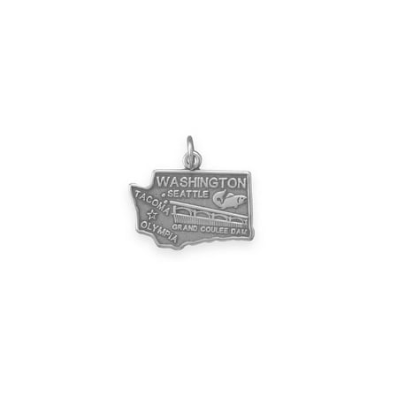 Sterling Silver Washington Redskins Charm - Washington State Charm Antiqued Sterling Silver
