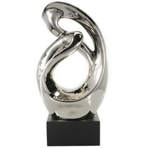 14" x 27" Silver Ceramic Abstract Sculpture, by DecMode