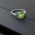 thumbnail image 4 of Gem Stone King 925 Sterling Silver Green Peridot and Blue Diamond 3 Stone Ring for Women (2.83 Cttw, Oval 10X8MM, Gemstone August Birthstone, Size 8), 4 of 4