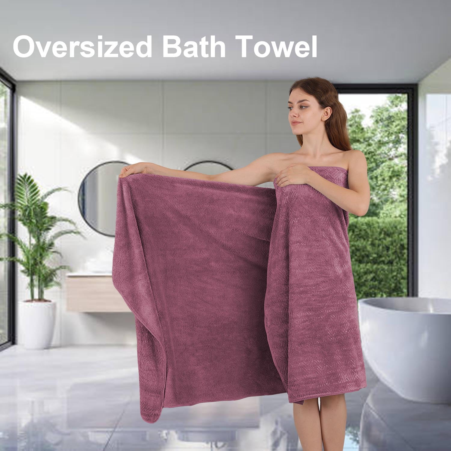 Smuge 4 Pack Oversized Bath Sheet Towels (35 x 70 in,Grape) 600 GSM Ultra Soft Large Bath Towel Set Thick Cozy Quick Dry Bathroom Towels Hotel Luxurious Towels